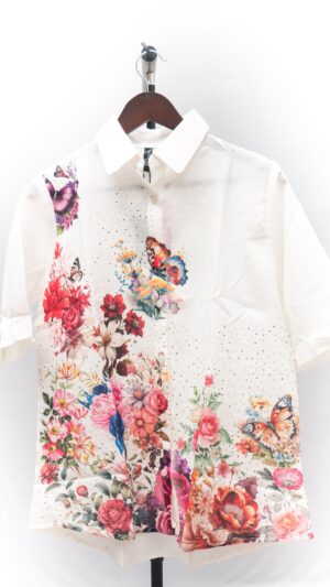 White Butterfly Garden Shirt