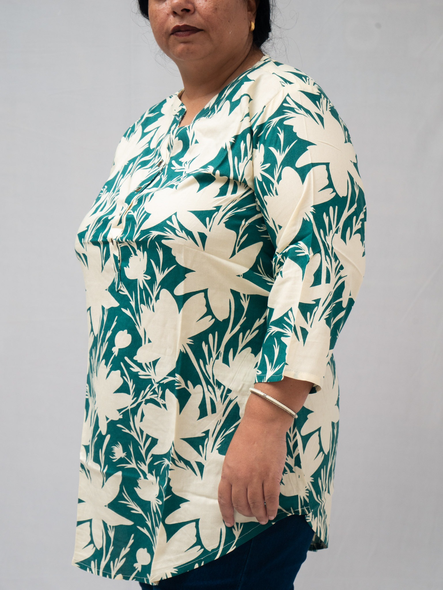 Plus size cotton floral tunic