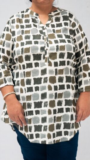 Plus Size Brushstroke Cotton Tunic 4XL