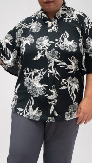 Plus Size Inkpetal Cotton Black Tunic 3XL