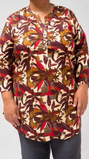 Plus Size Autumn Garden Cotton Tunic