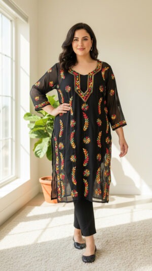 Black Chikan Embroidery Kurti