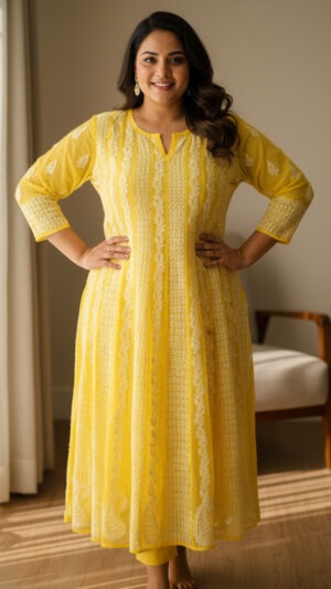 32 Kali Anarkali Chikan Kurta