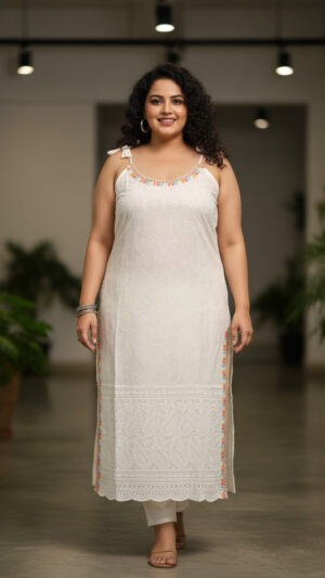 Chikankari-inspired Sleeveless Kurti