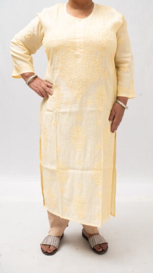 Serene Yellow Chikan kurti