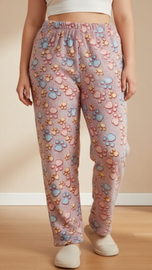 Fuzzy Floral Pajama Pants