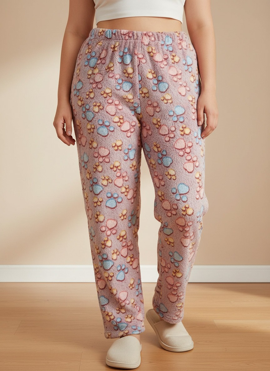 Fuzzy Floral Pajama Pants