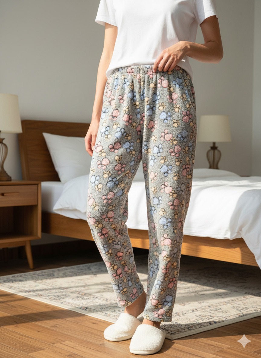 Fuzzy Pajama Pants with Pockets - Image 2