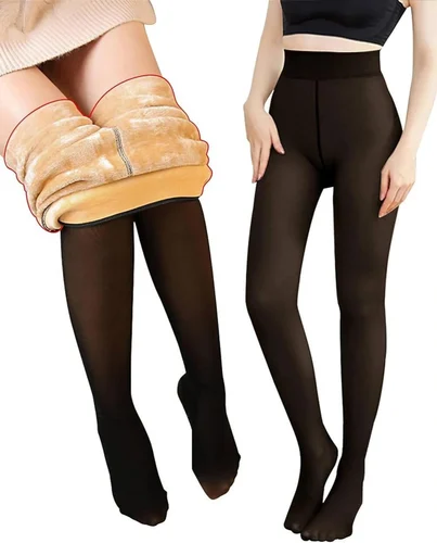 Winter Warm Fake Translucent Fleece Leggings - Image 2