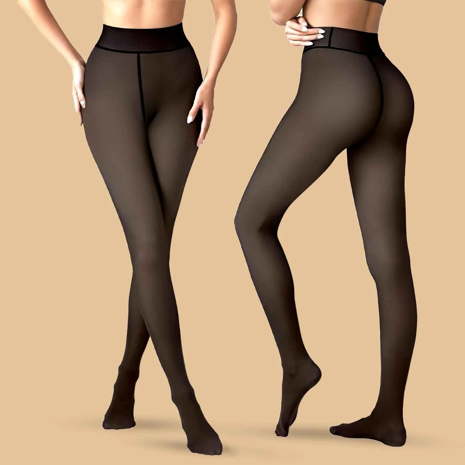 Winter Warm Fake Translucent Fleece Leggings