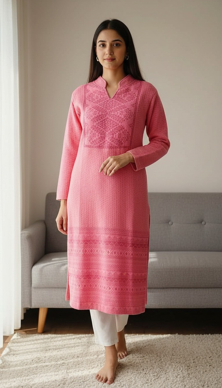 Embroidered Woolen Kurta - Image 2
