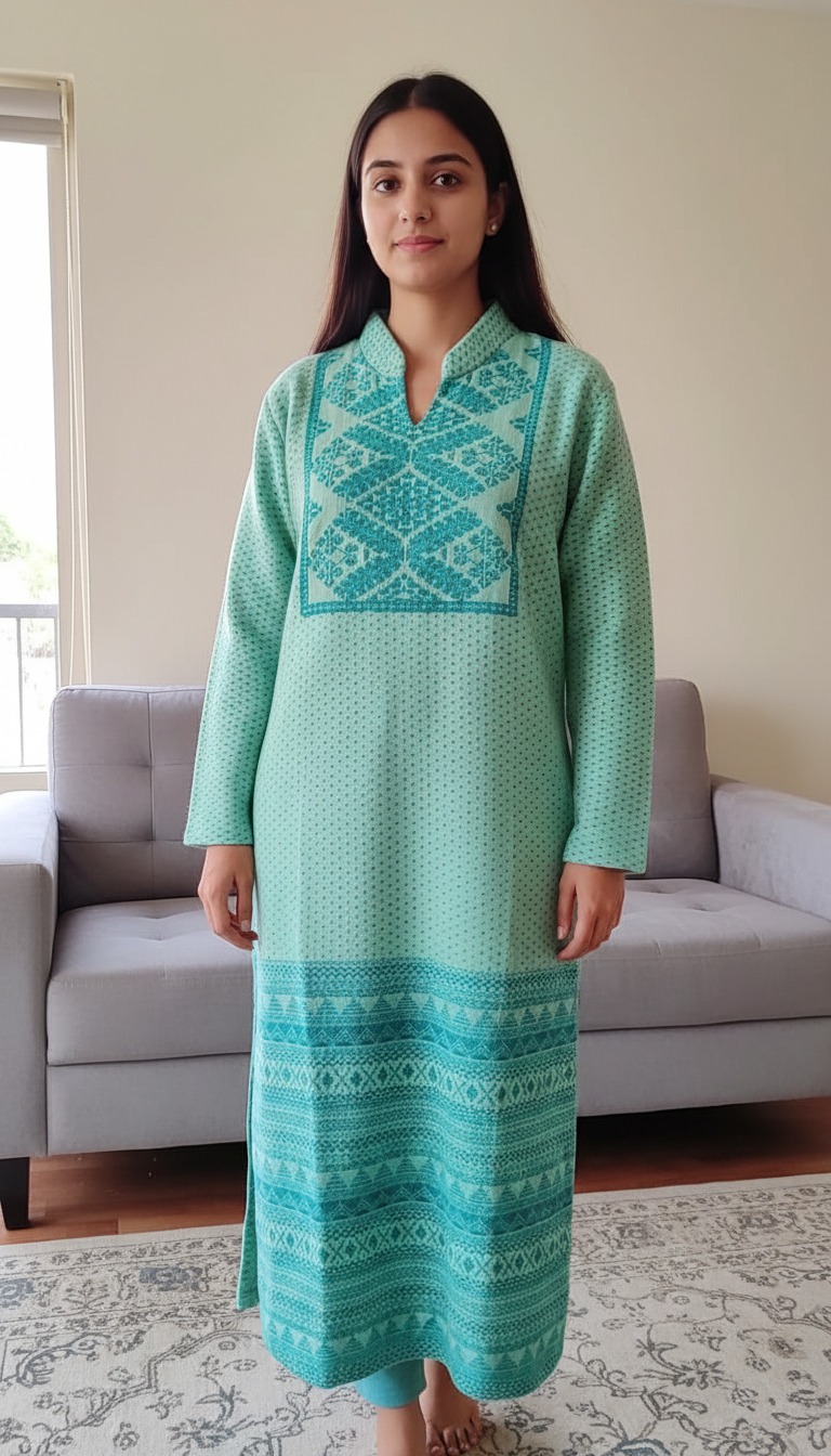 Embroidered Woolen Kurta
